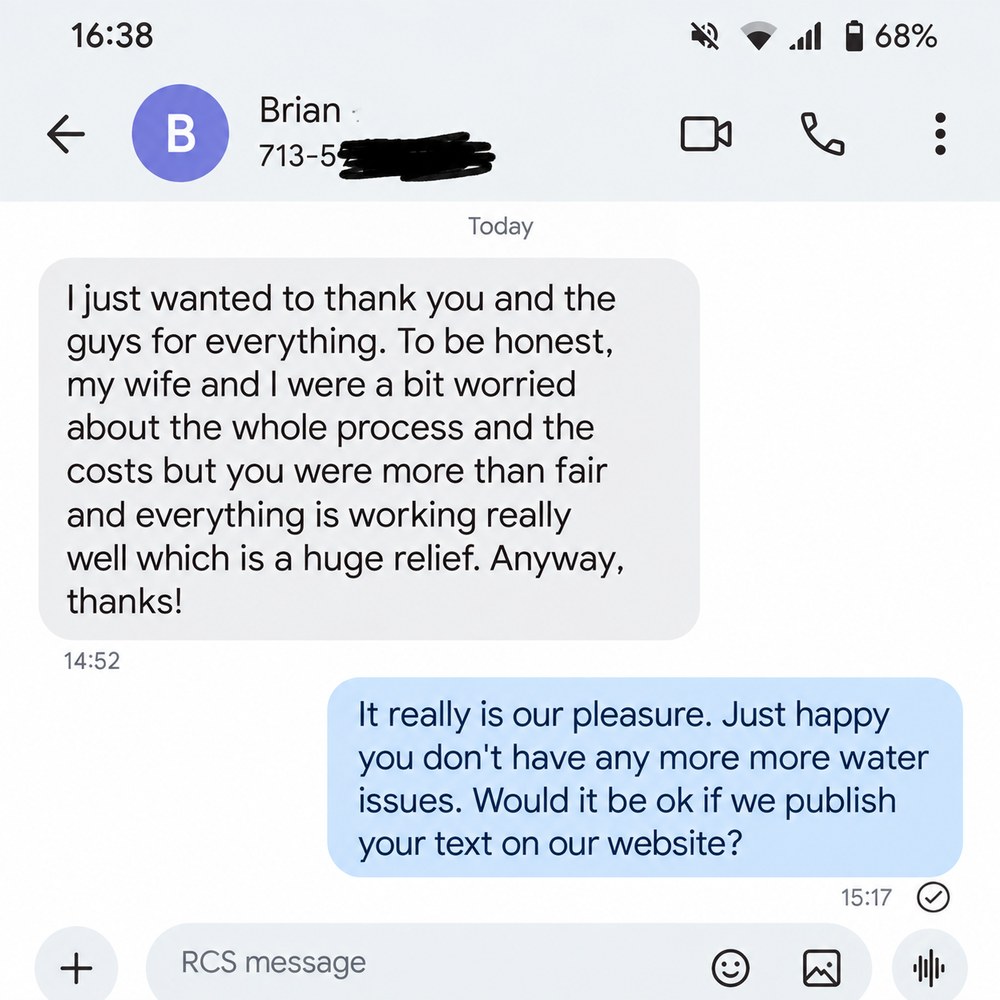 Houston Customer Testimonial: French drain
