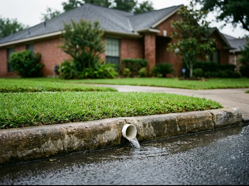Drain pipe outlet through Houston street curb