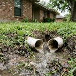Muddy overflow at a clogged French drain